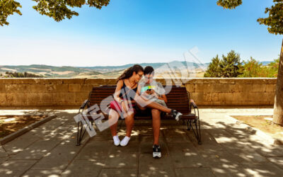 Girl and Boy on a bench