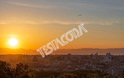 Sunrise on ancient Rome from Gianicolo Terrace, Italy