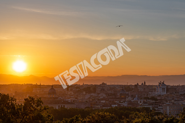 Sunrise on ancient Rome from Gianicolo Terrace, Italy